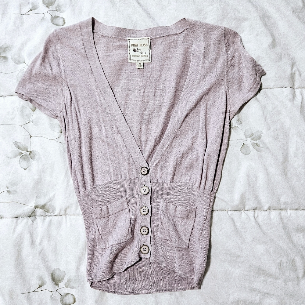 Pink Rose Short Sleeve Cardigan